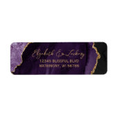 Étiquette Purple Agate Gold Script Wedding Return Address (Devant)