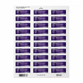 Étiquette Purple Bar Mitzvah Argent Foil Bold Adresse de ret (Feuille entière)