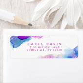 Étiquette Purple Blue Alcool Encre moderne Adresse de retour (En situation)