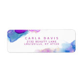 Étiquette Purple Blue Alcool Encre moderne Adresse de retour (Devant)