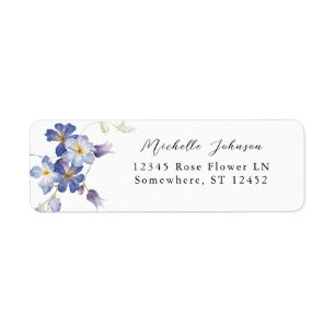 Étiquette Purple Blue Floral Adresse de retour Label 2