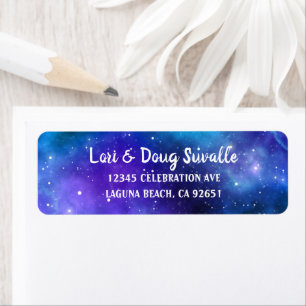 Étiquette Purple Blue Watercolor Galaxy Adresse de retour