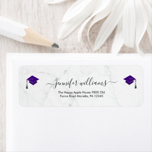 Étiquette Purple Double Graduation Return Address (En situation)