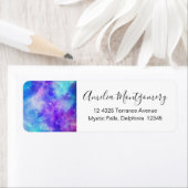 Étiquette Purple et Blue Galaxy Espace Adresse Abstraite (En situation)