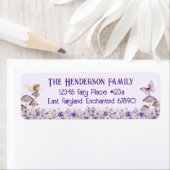 Étiquette Purple Fairy Party Return Address Label (En situation)