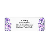 Étiquette Purple Floral Adresse de retour (Devant)