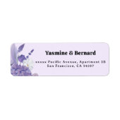 Étiquette Purple Floral Wedding Return Address (Devant)