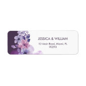 Étiquette Purple Floral Wedding Return Address Label (Devant)
