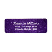 Étiquette Purple Glam Faux Parties scintillant Adresse de re (Devant)
