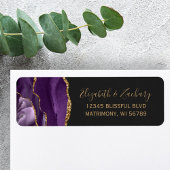 Étiquette Purple Gold Agate Mariage Adresse de retour