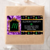 Étiquette Purple Gold Harlequins Mardi Gras Adresse de retou (En situation)