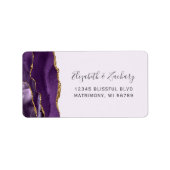 Étiquette Purple Gold Lavender Mariage RSVP auto-adresse (Devant)