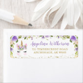 Étiquette Purple Gold Parties scintillant Unicorn Floral Adr (En situation)