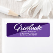 Étiquette Purple Graduation Bold Retro Script Modern Adresse (En situation)