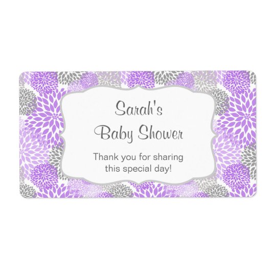 Étiquette Purple Grey Bouteille d'eau - customisez-le! (Devant)