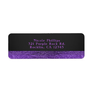 Étiquette Purple Grey Moderne Glam Sequins Party Invitation
