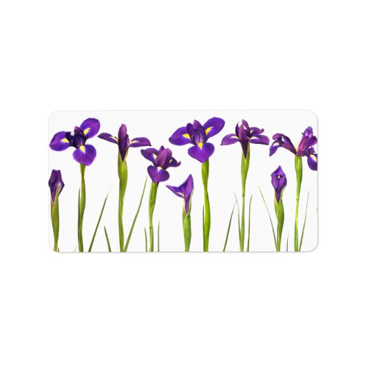 Étiquette Purple Irises - Iris Flower Customisé Modèle (Devant)