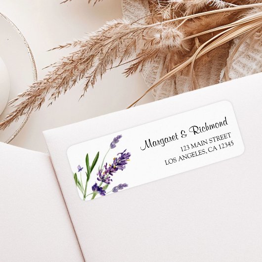 Étiquette Purple Lavender Floral Mariage Adresse de retour