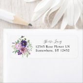 Étiquette Purple Lavender & Violet Floral Adresse de retour (En situation)