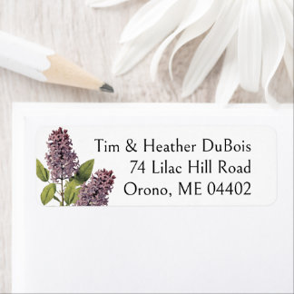 Étiquette Purple Lilac Flower Adresse de retour personnalisé