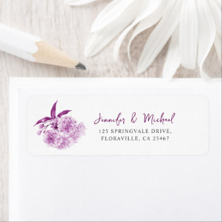 Étiquette Purple mauve blossom spring wedding watercolor