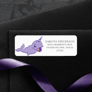 Étiquette Purple Narwhal Lilac Magical Sea Unicorn Adresse