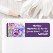 Étiquette Purple Pansy Flower Floral Return Address Labels (En situation)