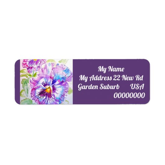 Étiquette Purple Pansy Flower Floral Return Address Labels (Devant)