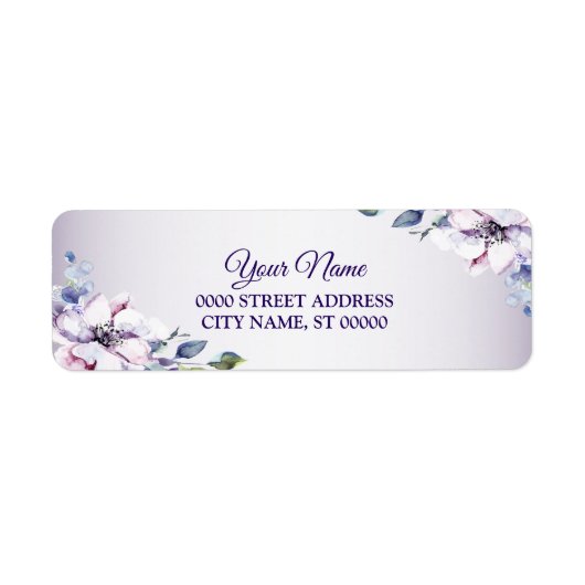Étiquette Purple Pink Floral Golden Wedding Return Address  (Devant)