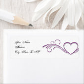 Étiquette Purple Silver Heart Scroll Monogramme Adresse de r (En situation)