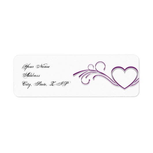 Étiquette Purple Silver Heart Scroll Monogramme Adresse de r (Devant)