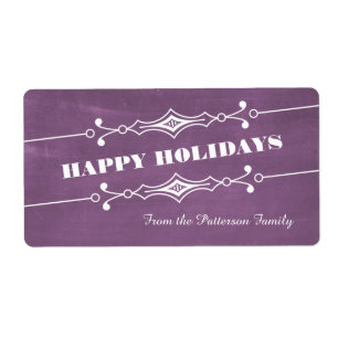 Étiquette Purple Slanted Chalkboard Holiday Labels