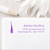 Étiquette Purple Tassel Graduation Return Adresse (En situation)