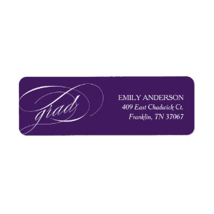 Étiquette Purple Trendy Calligraphy Adresse de graduation