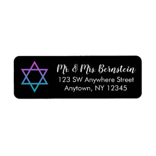 Étiquette Purple Turquoise Star of David Return Adresse