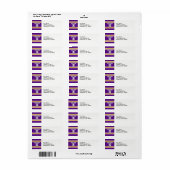 Étiquette Purple with Yellow White Stripes Team (Feuille entière)