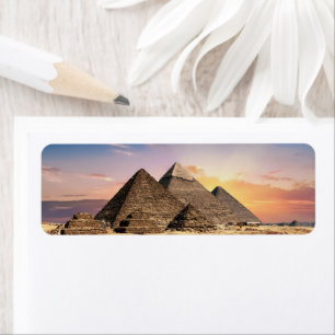 Étiquette pyramides de gizeh Égypte antique paysage désertiq