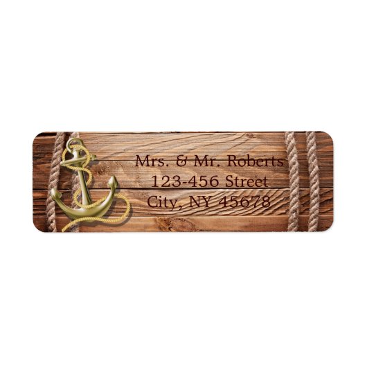 Étiquette quai bateau mariage nautique ancre de plage de boi (Devant)