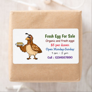 Étiquette Quail avec oeufs dessin animé oeuf frais signe à v