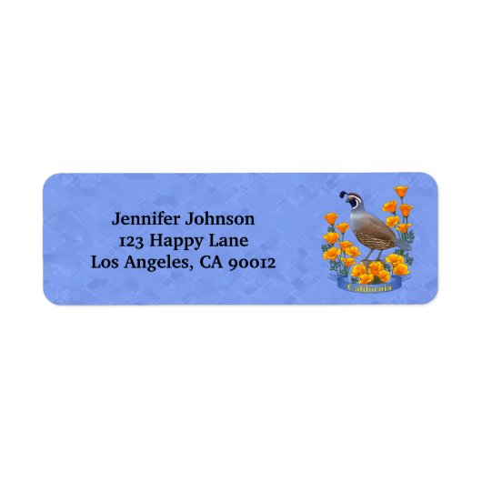 Étiquette Quail d'oiseaux de l'État de Californie et coqueli (Devant)