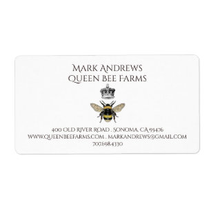 Étiquette Queen Bee Et Crown Farm Ou Apiary