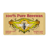 Étiquette Queen Bee Pure Beeswax produit de miel (Devant)