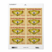 Étiquette Queen Bee Pure Beeswax produit de miel (Feuille entière)