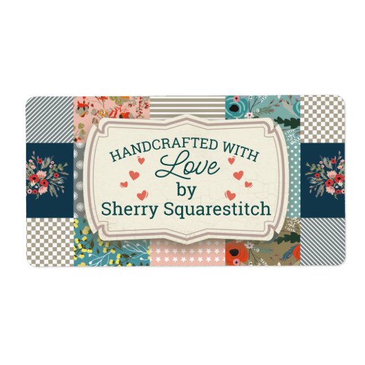 Étiquette Quilter quilter rayures florales bloc quilt (Devant)