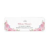 Étiquette Quinceanera Blush rose Floral Argent Couronne (Devant)