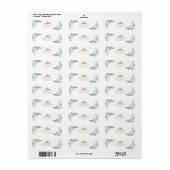 Étiquette Quinceanera Gold Tiara Baby Blue Floral (Feuille entière)