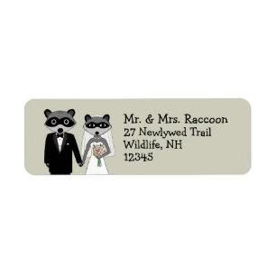 Étiquette Raccoons Mariage Couple - Mariée mignonne et chamb