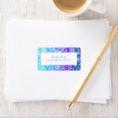 Étiquette Rainbow Blue Stripes Floral Anniversaire Adresse (En situation)