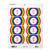 Étiquette RAINBOW FLAG BUTTON + your sign or text (Feuille entière)