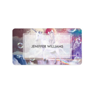 Étiquette Rainbow galaxy chat équitation licorne dans l'espa